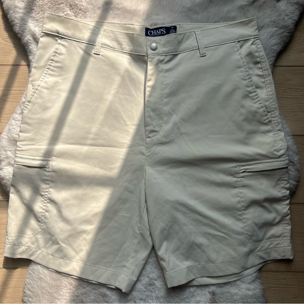 Chaps Cream Flat Front Shorts Casual Style Breathable Golf Shorts